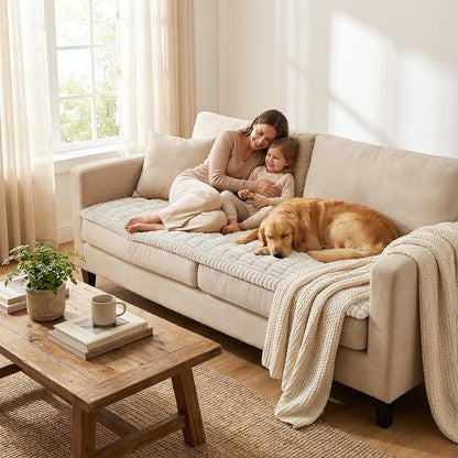 Smiry Couch Cover for Dogs Washable, Non Slip Fuzzy Pet Couch Covers for 3 Cushion Sofa Pet Friendly, Thick Soft Sofa Slipcovers Cushion Protector (White, 27.6" x 82.7")