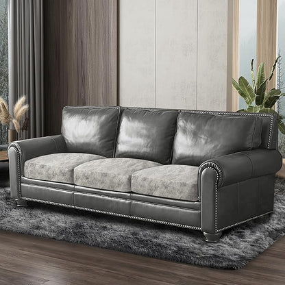Leather Look Couch Cushion Covers Sofa Seat Slipcovers Sets Couches Furniture Protector for Sectional Armchair Loveseat Pets Kids Stretch Spandex Fabric (3 Cushion Sofa, Griege)