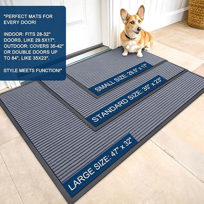 OLANLY Front Door Mat Indoor Outdoor Entrance, Waterproof Heavy Duty Doormat, Fade Resistant, Low Profile, Easy Clean Patio Porch Welcome Floor Mats for Entry, 40x32, Ash Grey