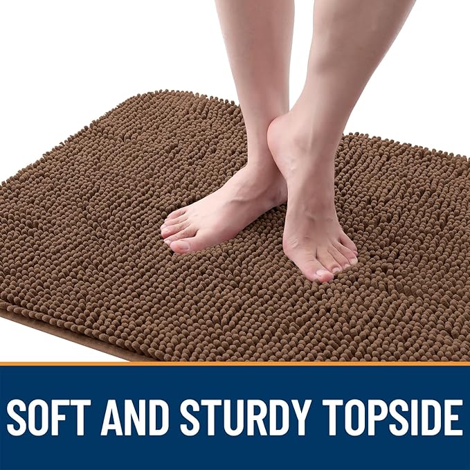 OLANLY Dog Door Mat for Muddy Paws 47x17, Absorbs Moisture and Dirt, Absorbent Non-Slip Washable Doormat, Quick Dry Chenille Mud Mat for Dogs, Entry Indoor Entryway Carpet for Inside Floor, Mocha