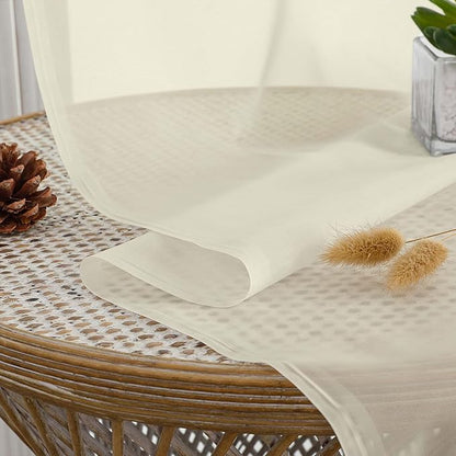 OWENIE Sheer Cream Curtains 108 Inches Long for Living Room Bedroom 2 Panels Set, Lightweight Airy Cream Sheer Curtain, Filmy Voile Rod Pocket, 2 PCS, Each 59" W x 108" L