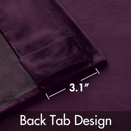 MIULEE Dark Purple Velvet Curtains 108 inches - Luxury Blackout Curtains for Bedroom Living Room Thermal Insulated Super Soft Window Drapes Rod Pocket & Back Tab, W52 x L108 inches, 2 Panels