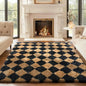 Ophanie Checkered Black & Beige Rhombus Rugs for Living Room Bedroom, Fluffy Soft Cute Fuzzy Area Rug, Plush Shaggy Bedside Floor 4x6 Furry Carpet for Kids Baby Teen Dorm Nursery Home Decor Aesthetic