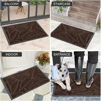 Colorxy Waterproof Doormat, Sturdy Natural Rubber Front Door Mats, Non Slip Low Profile Indoor Outdoor Entrance Mat, Stain Resistant Easy Clean Floor Mat for Patio or Entryway, 47''x17'', Dark Brown