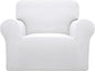 Easy-Going Stretch Oversized Chair Sofa Slipcover 1-Piece Couch Sofa Cover Furniture Protector Soft with Elastic Bottom for Kids Spandex Jacquard Fabric Small Checks Snow White