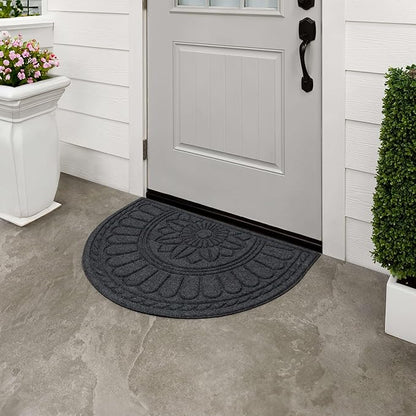 Mohawk Home Entryway Door Mat 2' X 3' All Weather Outdoor Non Slip Recycled Rubber Doormat, Rope Impressions Graphite
