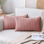 MIULEE Pack of 2 Corduroy Decorative Lumbar Throw Pillow Covers 20x12 Inch Soft Boho Striped Pillow Covers Modern Farmhouse Home Decor for Sofa Living Room Couch Bed Blush Pink Spring Valentine Decor
