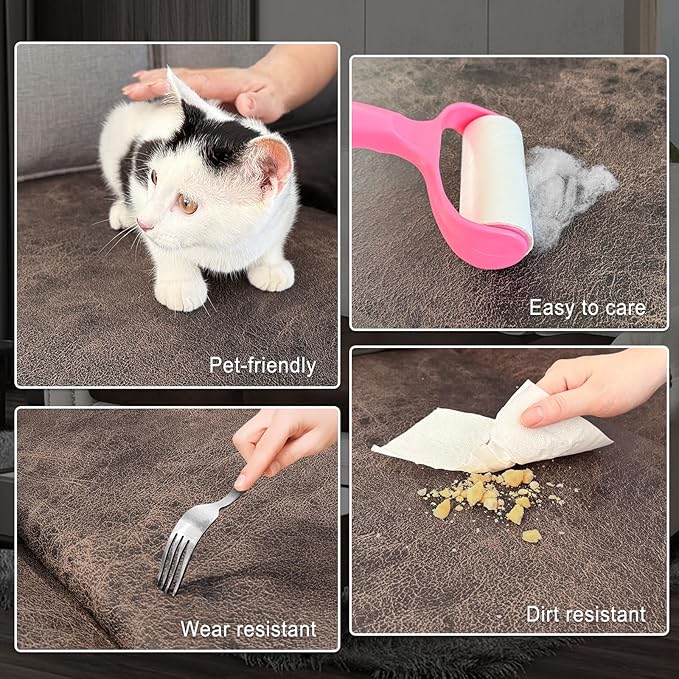 Leather Look Couch Cushion Covers Sofa Seat Slipcovers Sets Couches Furniture Protector for Sectional Armchair Loveseat Pets Kids Stretch Spandex Fabric (2 Cushion Loveseat, Light Brown)