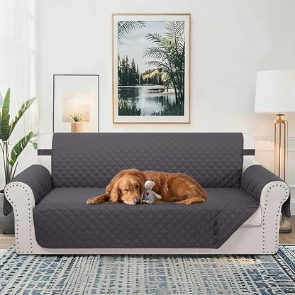 Reversible Sofa Covers Couch Cover Furniture Protector for Dogs Elastic Straps Water Resistant(Sofa,Dark Grey/Dark Grey)