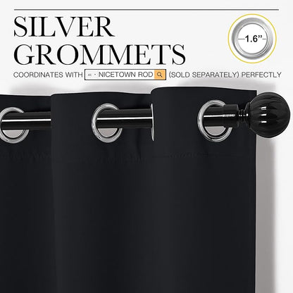 NICETOWN Blackout Curtain Panels 78 inches - Light Reducing Thermal Insulated Solid Grommet Blackout Curtains/Panels/Drapes for Living Room (Set of 2, 55 inches by 78 Inch, Black)