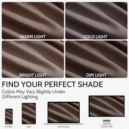 Cappuccino Linen Curtains for Living Room 126 Inches Long Light Filtering Semi Sheer Curtain Back Tab Modern Rustic Home Decor Neutral Drapes Floor to Ceiling High Window for Bedroom 52x126, 2 Panels