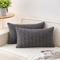 Pack of 2 Corduroy Decorative Throw Pillow Covers 12x20 Inch Soft Striped Pillow Covers Modern Farmhouse Home Decor for Sofa Living Room Couch Bed（Dark Grey）