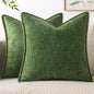 MIULEE Pack of 2 Pillow Covers 20x20 Inch Moss Green Farmhouse Decorative Throw Pillow Covers with Stitched Edge Soft Chenille Solid Dyed Couch Pillow Covers for Sofa Bed Living Room