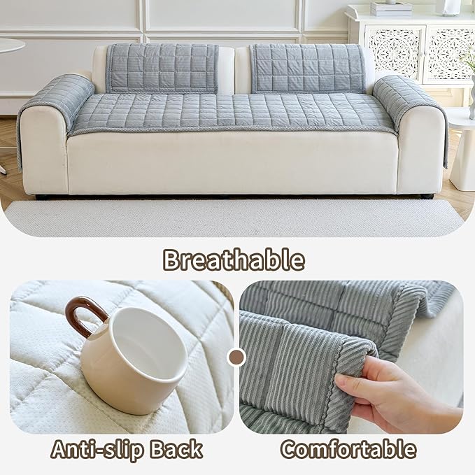 Couch Covers for Dogs Washable, Non Slip Couch Covers for Loveseat Sofa Pet Friendly, Soft Fuzzy Sofa Covers for Pet, Dog Couch Cover Furniture Protector(1PC,Light Grey,27.6"x59.1")