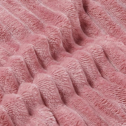 BEDELITE Fleece Blanket Queen Size – 3D Ribbed Jacquard Soft and Warm Decorative Fuzzy Blankets – Cozy, Fluffy, Plush Lightweight Throw Blankets for Couch, Bed, Sofa(Pink, 90x90 inches)