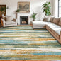 Lansny Modern Abstract 9x12 Large Machine Washable Living Room Rug Non-Slip Soft Bedroom Area Rug Green Mustard Multi Ultra Thin Print Faux Wool Carpet Throw Rugs for Playroom Dining Room Indoor
