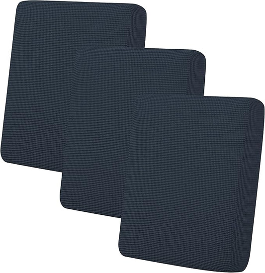 Easy-Going Stretch Individual Chair Couch Cushion Cover Sofa Cushion Furniture Protector Sofa slipcover Soft Flexibility with Elastic Bottom (3-Piece Sofa Cushion Cover, Dark Blue)