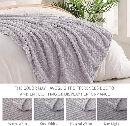 Exclusivo Mezcla Fleece Queen Blanket for Bed, Extra Large Fuzzy Light Grey Bed Blankets, Soft Cozy Plush Sofa Throws for All Seasons, 90x90 Inches