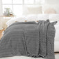 Puncuntex Grey Throw Blanket 108"×90" inches Fuzzy 3D Jacquard Decorative Flannel Fleece Super Soft Plush Cozy Blanket for Couch Sofa Chair Lightweight