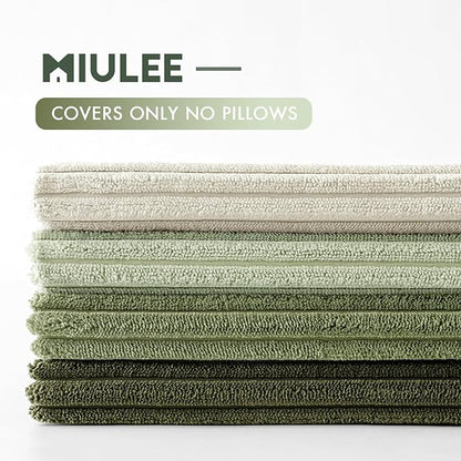 MIULEE Decorative Throw Pillow Covers Set of 4 Summer Light Green Gradient Natural Earthy Modern Classic Soft Corduroy Cushion Covers for Sofa Couch Bed Living Room Spring Home Decor 18x18 Inch