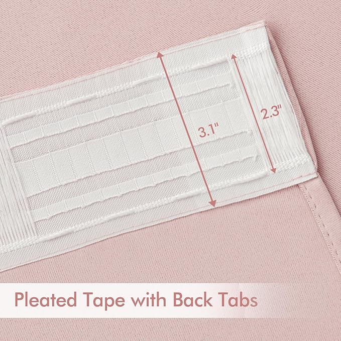 MIULEE Baby Pink Back Tab Blackout Curtains 96 Inch Long 2 Panels Set for Living Room Bedroom, Rod Pocket/Pinch Pleated Long Thermal Insulated Room Darkening Light Blocking Floor to Ceiling Drapes