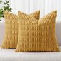 MIULEE Pack of 2 Corduroy Decorative Throw Pillow Covers 20x20 Inch Soft Boho Striped Pillow Covers Modern Farmhouse Home Decor for Summer Sofa Living Room Couch Bed Yellow