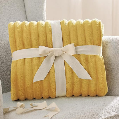 Bedsure GentleSoft Yellow Fleece Blanket for Couch - Cozy Soft Blankets for Women, Cute Small Throws for Girls, 60x80 Inches