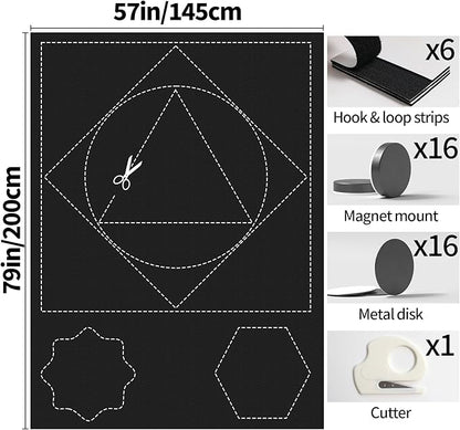 BKSAI 100% Blackout Window Cover, Portable Magnetic Black Out Curtains for Window, Black Out Shades No Drill Cuttable Blackout Blinds for Bedroom, RV, Nursery, Media Room, 79x57 inch