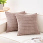Pack of 2 Corduroy Decorative Throw Pillow Covers 20x20 Inch Soft Striped Pillow Covers Modern Farmhouse Home Decor for Sofa Living Room Couch Bed（Light Brown）