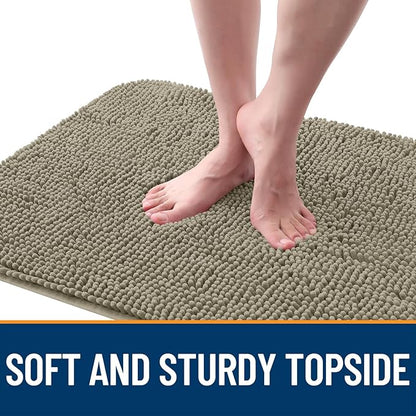 OLANLY Dog Door Mat for Muddy Paws 47x17, Absorbs Moisture and Dirt, Absorbent Non-Slip Washable Doormat, Quick Dry Chenille Mud Mat, Entry Indoor Entryway Carpet for Inside Floor, Warm Taupe