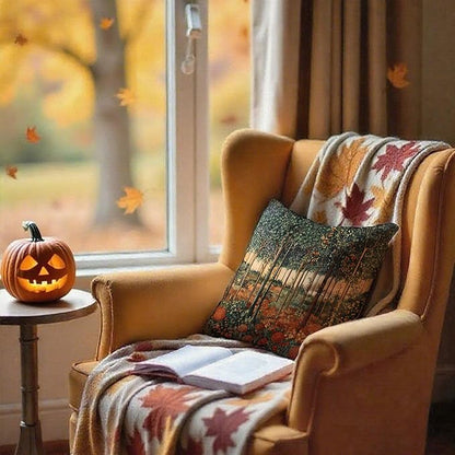 Rustic William Morris Inspired Autumn Forest Decor Throw Pillow Covers 18x18, Vintage Botanical Nature Decorative Throw Pillow Covers for Home Bedroom Living Room,Fall Home Room Decor