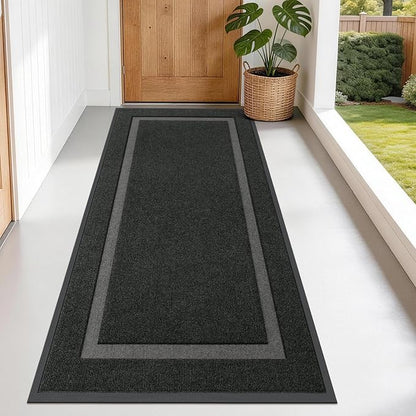 OLANLY Front Door Mat Indoor Outdoor Entrance, Waterproof All-Season, All-Weather Doormat, Sturdy Natural Rubber, Fade Resistant, Low Profile, Easy Clean Patio Porch Entryway Mat, 71x34, Black