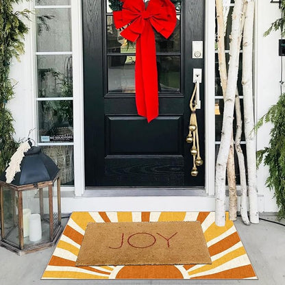 Front Door Mat Outside Entrance - 2x3 Boho Non-Slip Washable Doormat Indoor Outdoor Mat Orange Modern Retro Sun Entry Rug Small Throw Rugs for Entryway Bedroom Kitchen Front Porch Decor