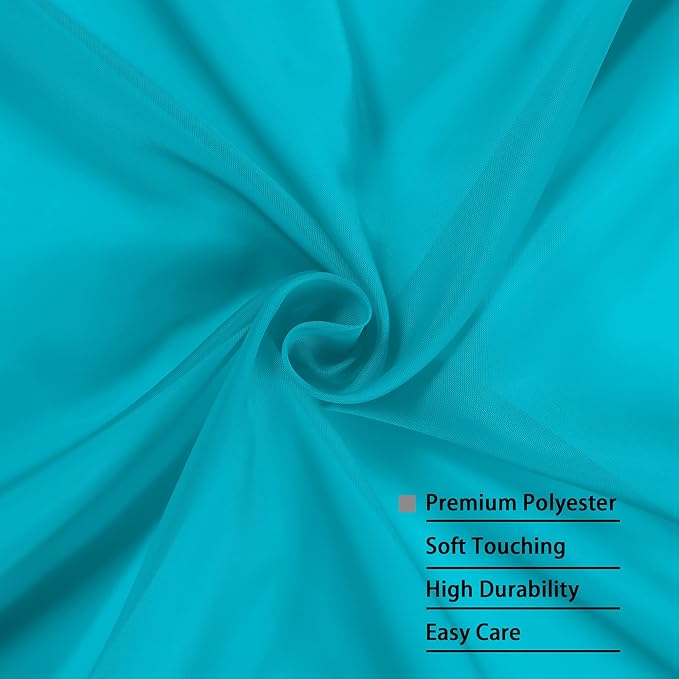 OWENIE Sheer Curtains 63 inch Length 2 Panels Set, Rod Pocket Voile Fimly Sheer Drapes for Living Room/Bedroom, 2pcs, Each 42" W x 63" L，Turquoise Blue