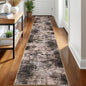 IOHOUZE Abstract Runner Rug 2x12 Ft Washable Runners for Hallways, Non Slip Kitchen Runner Printed Faux Wool Entryway Runner Indoor, Modern Abstract Floor Carpet for Hall Kitchen, Brown/Rust