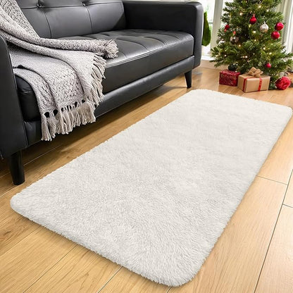 OLANLY 2x9 Machine Washable Runner Rugs for Hallway, Soft Fluffy Shaggy Bedside Rugs for Bedroom, Living Room, Indoor Floor Carpet for Kids Girls and Boys, Nursery Rooms, Home Decor Aesthetic, Ivory