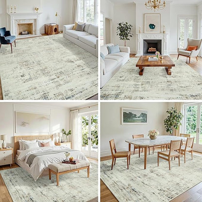 6x9 Area Rugs for Living Room Washable Rug: Anti-Skid Abstract Modern Living Room Rug Soft Thin Carpets Indoor Floor Non-Shedding Carpet for Bedroom Dining Farmhouse Nursery Gray White Blue