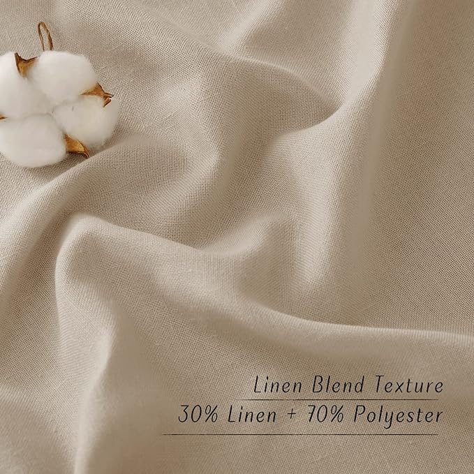 NICETOWN Taupe Thick Linen Curtains 72" Length, Grommet Privacy Window Treatments Linen Weave with Light Penetration Vertical Drapes for Farmhouse/Home Office, W42 x L72, 2 Panels