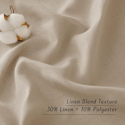 NICETOWN Taupe Thick Linen Curtains 72" Length, Grommet Privacy Window Treatments Linen Weave with Light Penetration Vertical Drapes for Farmhouse/Home Office, W42 x L72, 2 Panels