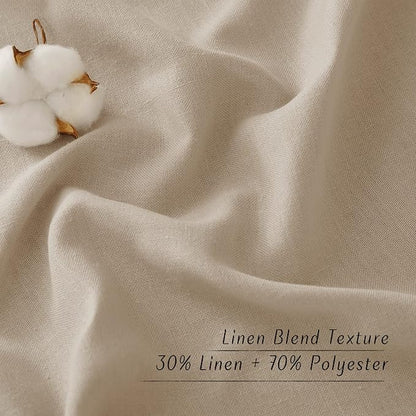 NICETOWN Thick Taupe Linen Curtains 90 inch Length 2 Panels Set, Grommet Semi Sheer Window Treatments Privacy Added with Light Filtering Drapes for Bedroom/Living Room, W55 x L90, 2 Panels