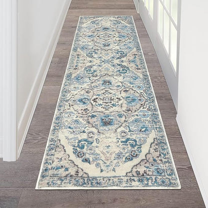 HEBE Hallway Runner Rug 2'x6' Washable Vintage Distressed Area Rugs Non Slip Laundry Rug Runner Boho Floor Carpet Runners for Hallways Entryway Laundry Room Kitchen Bathroom