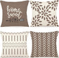 YCOLL Pillow Covers 18x18 Set of 4, Modern Sofa Throw Pillow Cover, Decorative Outdoor Linen Fabric Pillow Case for Couch Bed Car, Khaki