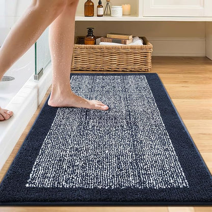48x24 Long Bathroom Rugs Washable Non Slip, Dark Blue Bath Mat for Bathroom Floor Tub, Soft Absorbent Quick Dry Mats for Shower,Bathtub,Home Decor
