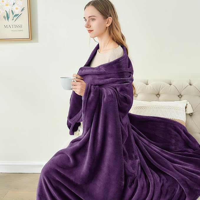 BEDELITE Fleece Blanket Purple Throw Blankets for Couch & Bed, Luxury Plush Cozy Fuzzy Blanket 50" x 60", Super Soft Warm Lightweight Throw Blanket for Travel Camping