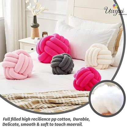 Uvvyui Knot Pillow Ball, Soft Home Decorative Pillows, Round Throw Pillow, Handmade Knotted Plush Pillow, Round Boucle Pillow Cushion (14 Inches Dark Gray)