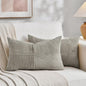 Fancy Homi 2 Packs Neutral Grey Lumbar Decorative Throw Pillow Covers 14x22 Inch for Living Room Couch Bed Sofa, Farmhouse Home Decor, Soft Striped Corduroy Rectangle Accent Cushion Case 35x55 cm
