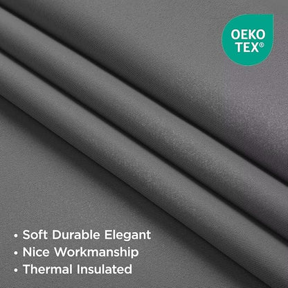 Joydeco Blackout Curtains 84 Inch Length 2 Panels Set, Thermal Insulated Long Curtains& Drapes 2 Burg, Room Darkening Grommet Drapes for Bedroom Living Room Window (Light Grey, W52 x L84 Inch)