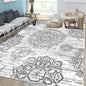 HEBE Washable Area Rug 6'x9' Non Slip Soft Distressed Medallion Bedroom & Living Room Rugs Vintage Entry Floor Carpet for Dining Room Bathroom Entryway