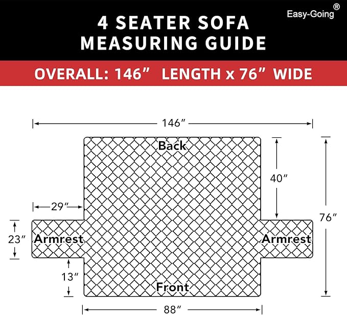 Easy-Going 4 Seater Sofa Slipcover Reversible Sofa Cover Water Resistant Couch Cover with Foam Sticks Elastic Straps Furniture Protector for Pets Children Dog Cat (XX-Large, Chocolate/Chocolate)