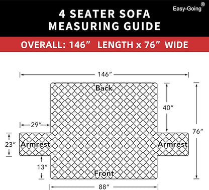 Easy-Going 4 Seater Sofa Slipcover Reversible Sofa Cover Water Resistant Couch Cover with Foam Sticks Elastic Straps Furniture Protector for Pets Children Dog Cat (XX-Large, Chocolate/Beige)